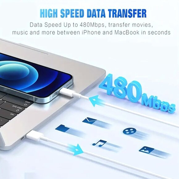 IPhone Charger 6 ft USB Fast Charging Cable For Apple IPhones IPods IPads - Picture 2 of 3